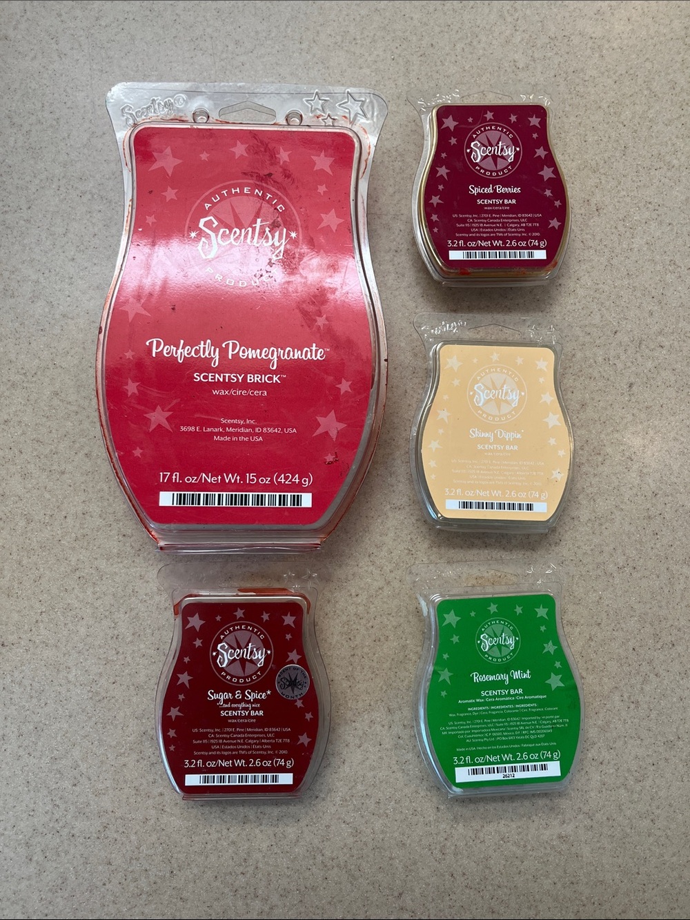 Scentsy Wax Bars - Spiced Berries, Skinny Dippin, Rosemary Mint, Sugar & Spice